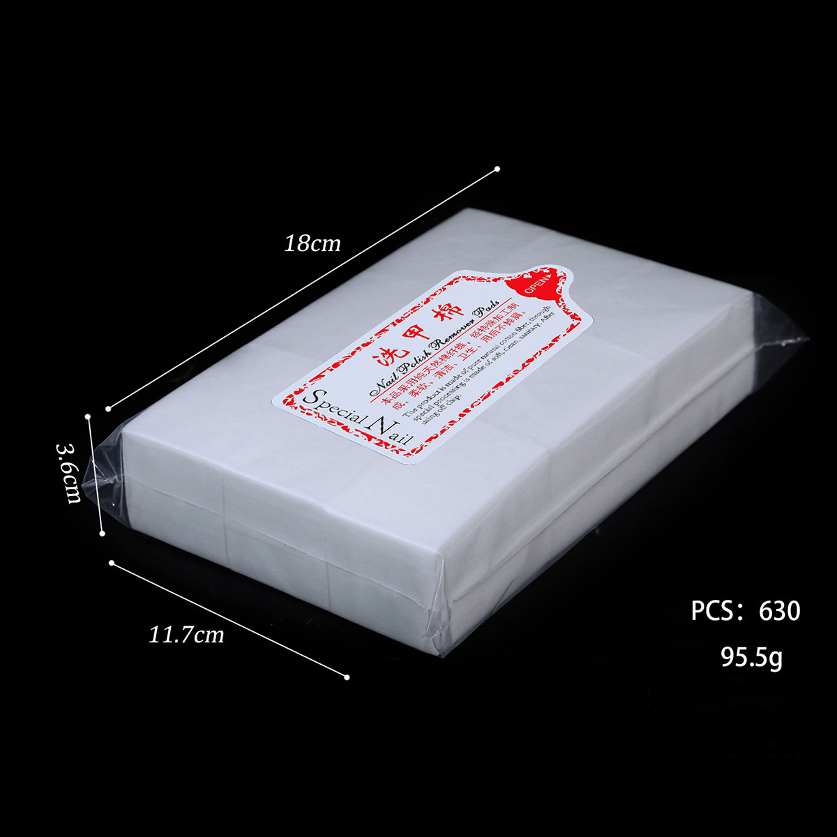 400/600 unids/pack herramientas sólidas y duraderas para uñas Gel de manicura almohadillas quitaesmalte toallitas sin pelusa 100% envolturas de servilletas de algodón: Negro