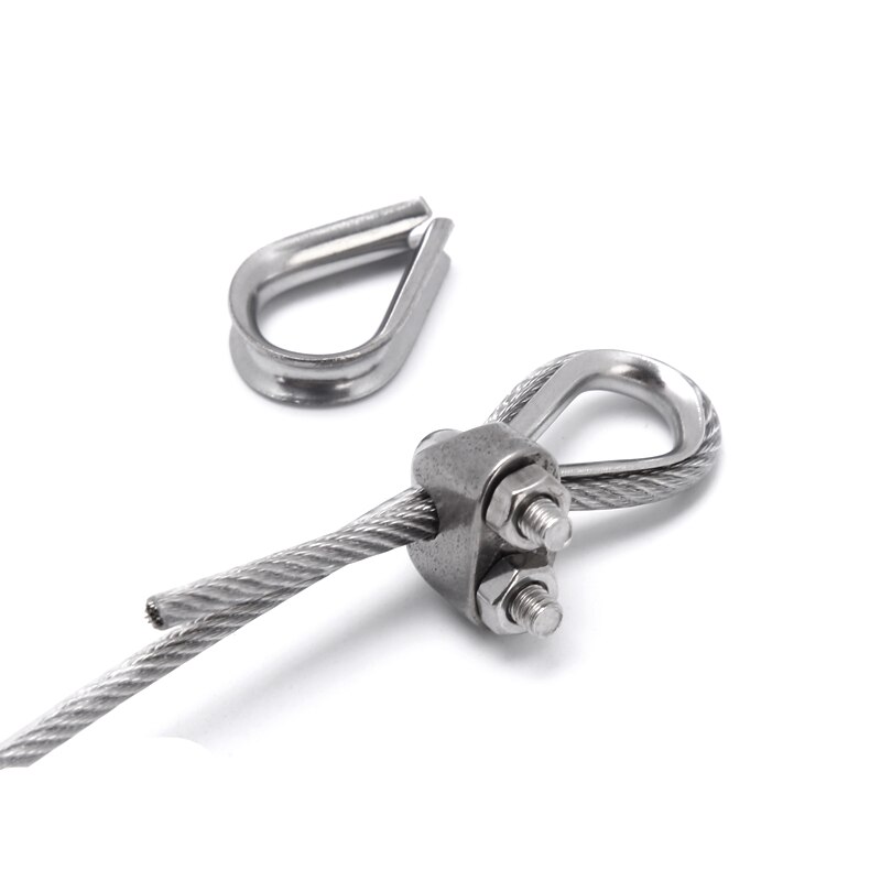 M2 ToM24 Wire Rope Cable Thimbles Clamps Marine Grade Tainless Steel Wear and Rust Boat Sleeve Clip Fittings Cable Crimps Collar