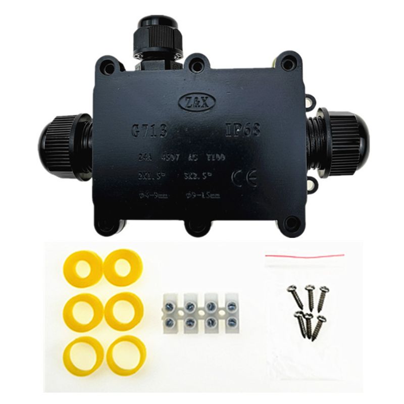 Junction Junction Box IP68 Waterproof UV Sunproof Outdoor Multiple ways Plastic Electrical Junction Box Case Cable Wire: 3