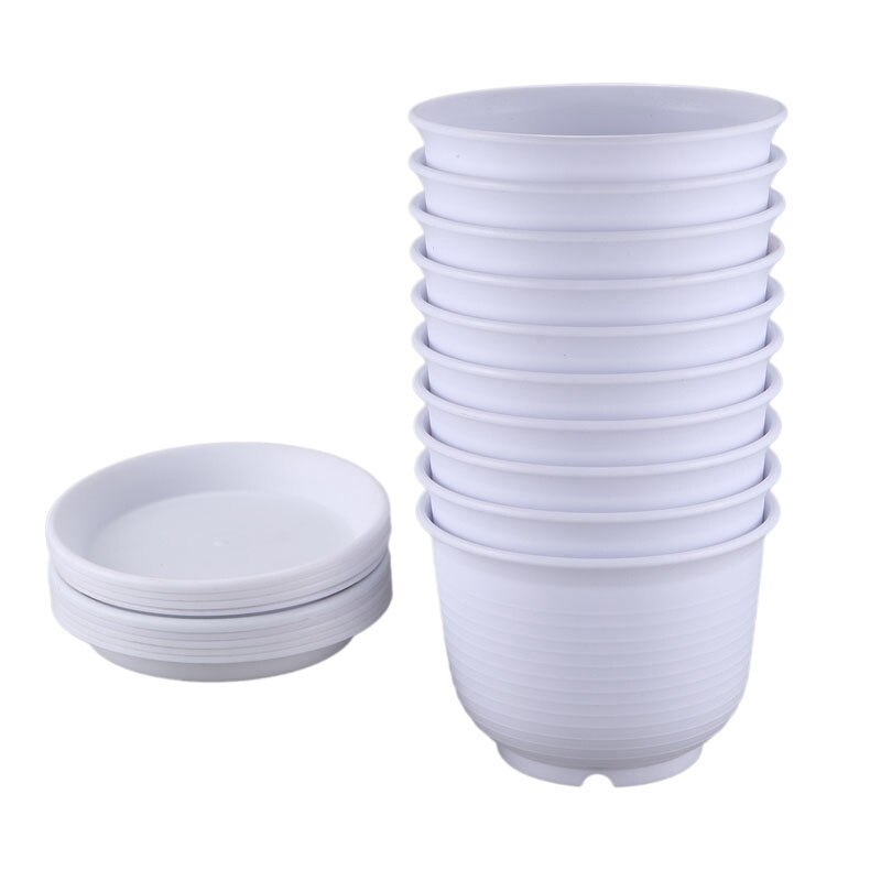5.9 inch plastic plantenbakken met schotelset,  of 10 zaaibakken voor kwekerijen, voor bloemen, kruiden en cactussen, binnen en buiten: Default Title