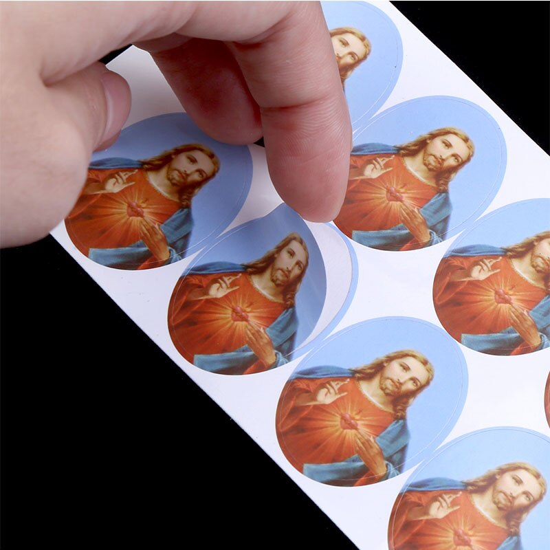 50pcs/Oval Religious Catholic Saint Mary Sticker Accessories 25x35mm: 25x35-50PCS22