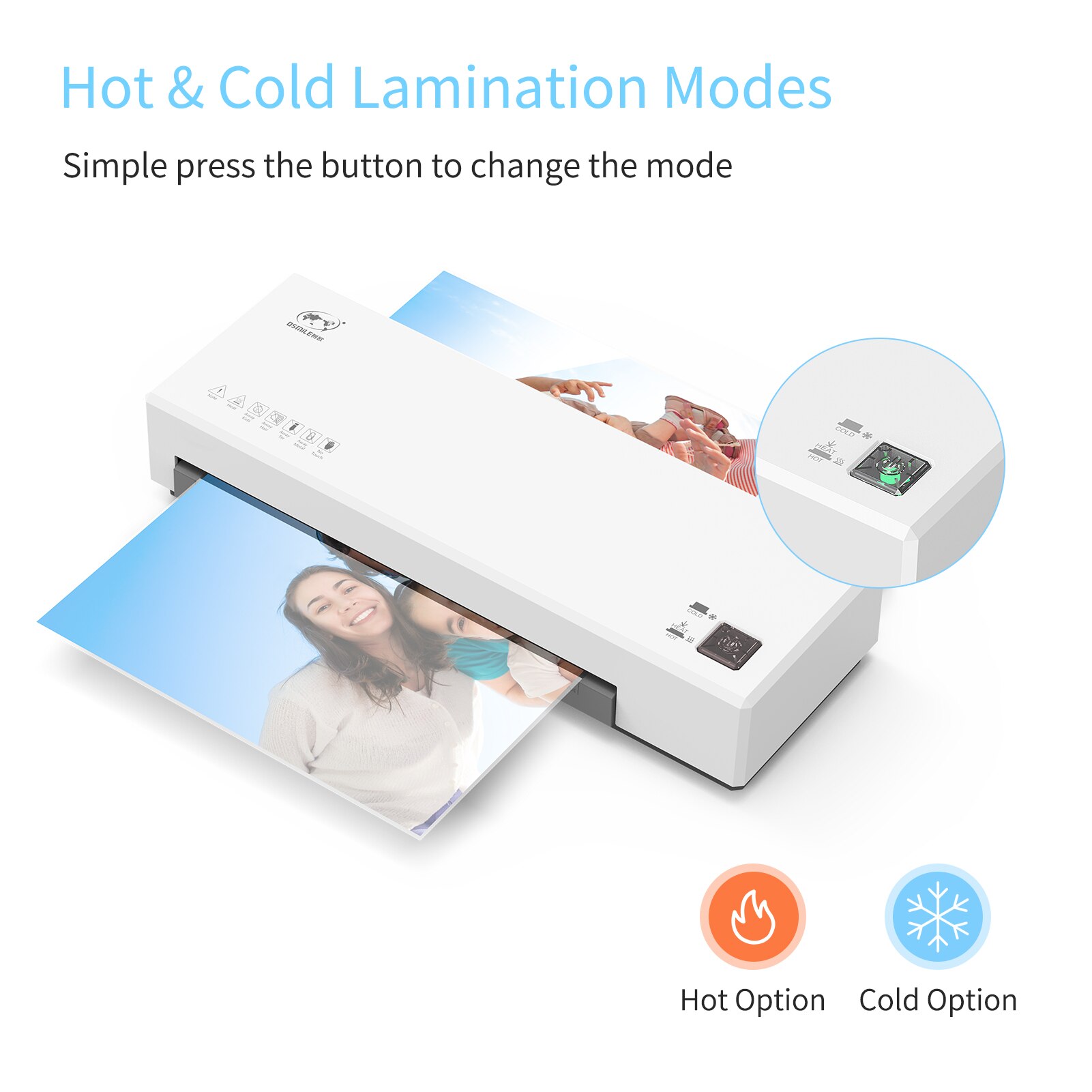 OSMILE Desktop Laminator Machine Set A4 Size &amp;Cold Lamination 2 Roller System 9 inches for A4/A5/A6 Laminating Pouches