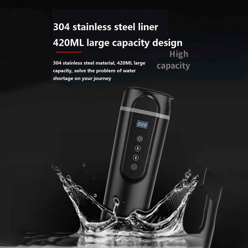 12V/24V 420Ml Rvs Auto Verwarming Cup Lcd Display Elektrische Water Cup Draagbare Waterkoker Koffie thee Melk Verwarmd