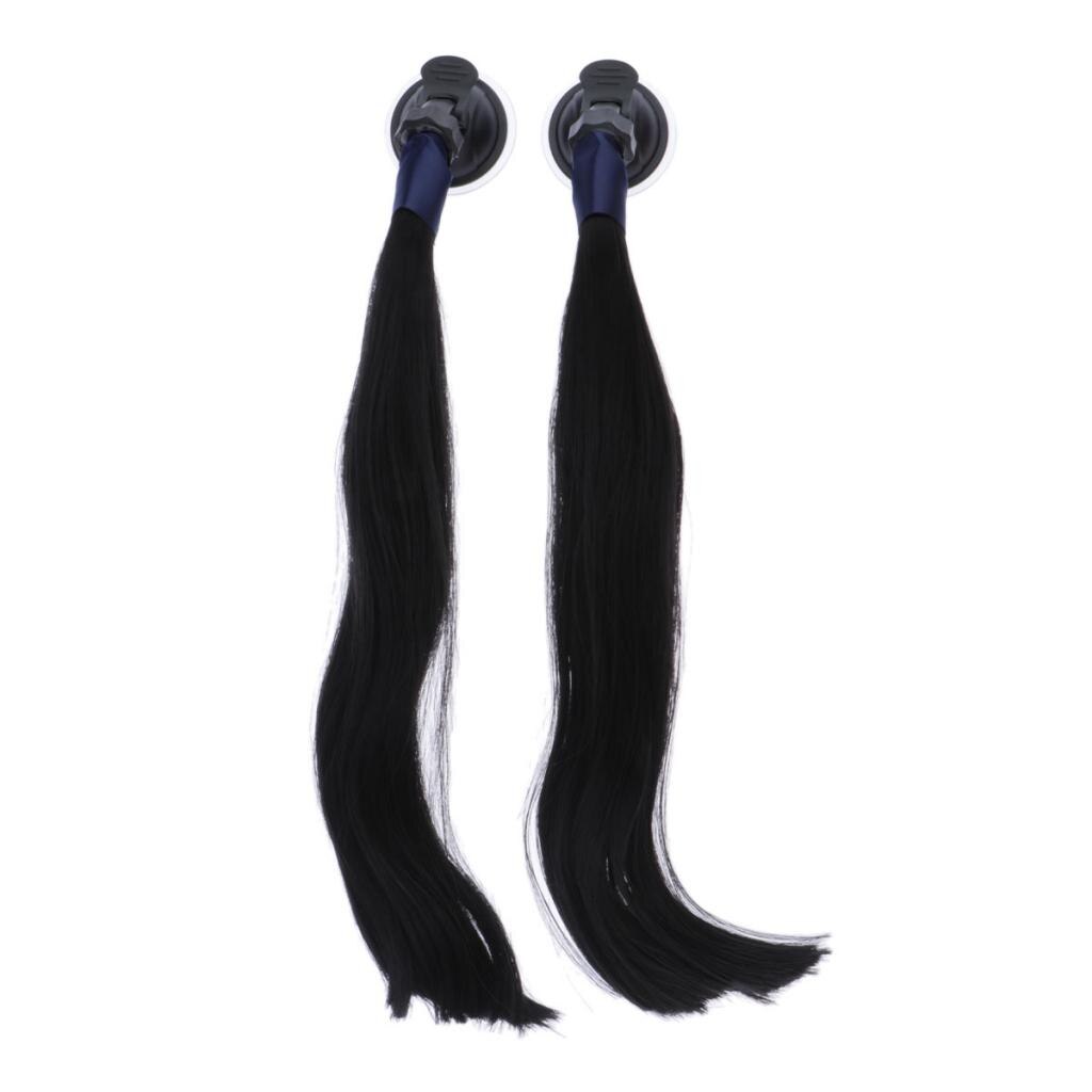 Casco de motocicleta DIY, peluca de pelo, cola de caballo, pelo liso con ventosa para Cosplay, paquete de cabello de 40cm: Black