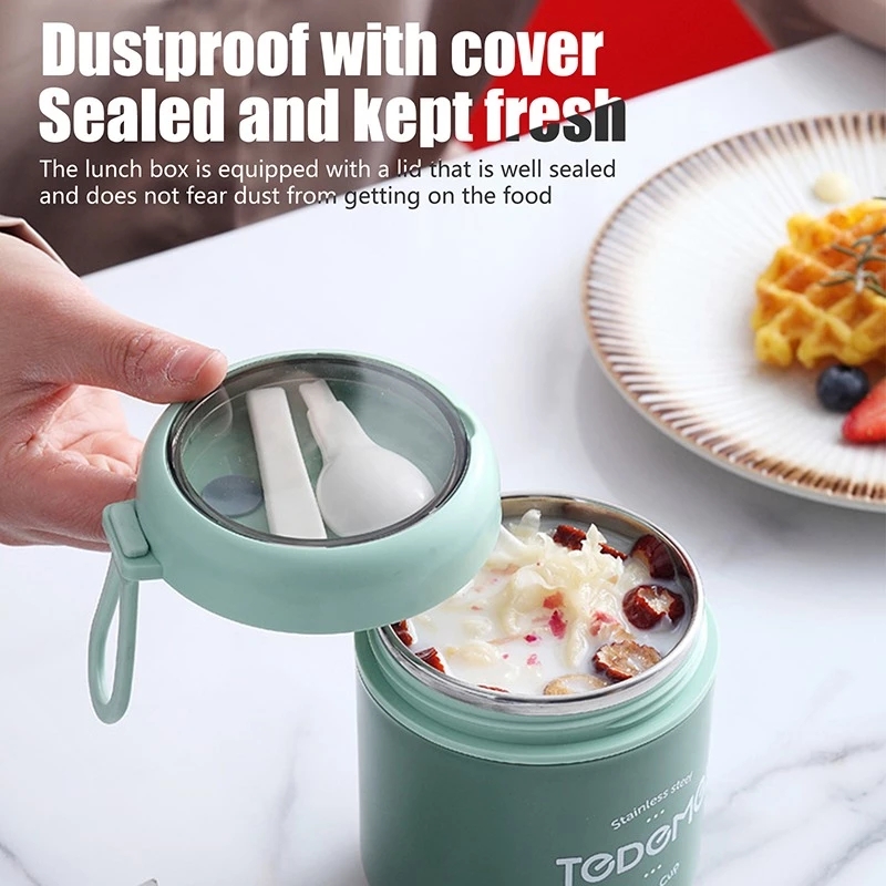 500ML Mini Thermos Soup Cup Lunch Box Stainless Steel Food Thermos Mug Container Microwave Oven Soup Cup Bento Box For Kids