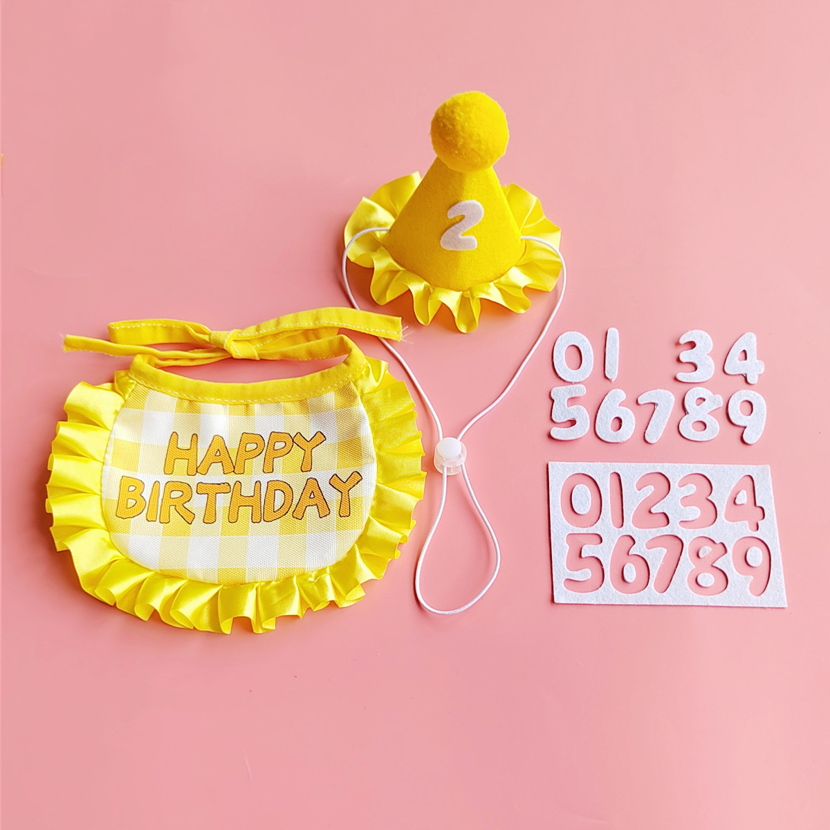 Gato aniversário cachecol chapéu conjunto cão festa de aniversário suprimentos cachecol para animais de estimação bonito filhote de cachorro chapéu de aniversário cachecol decoração para animais de estimação pequenos e médios: Prateado