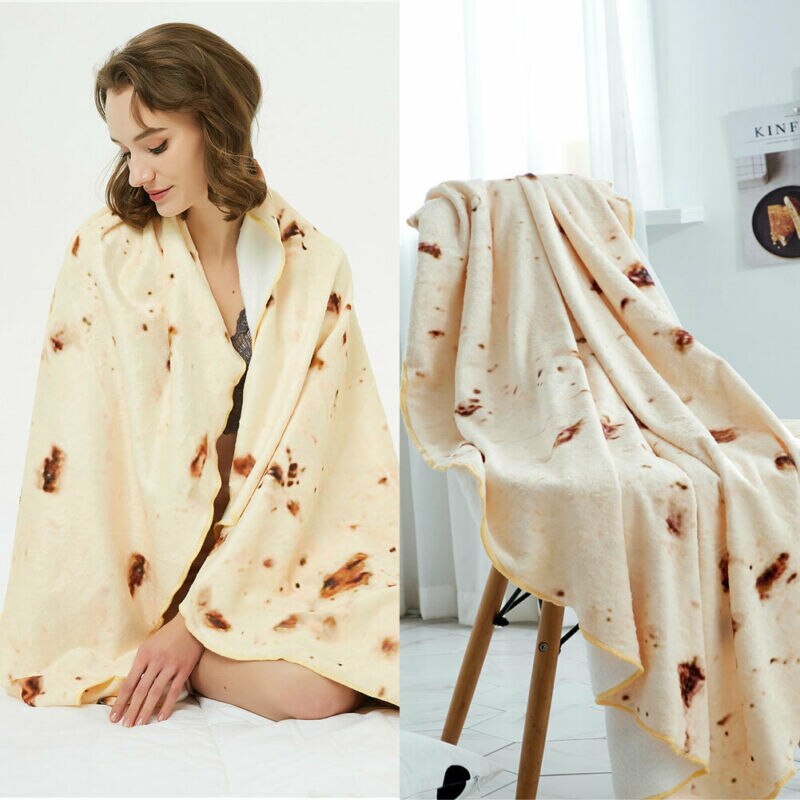 Superzachte ronde burrito deken, fleece deken met tortilla textuur
