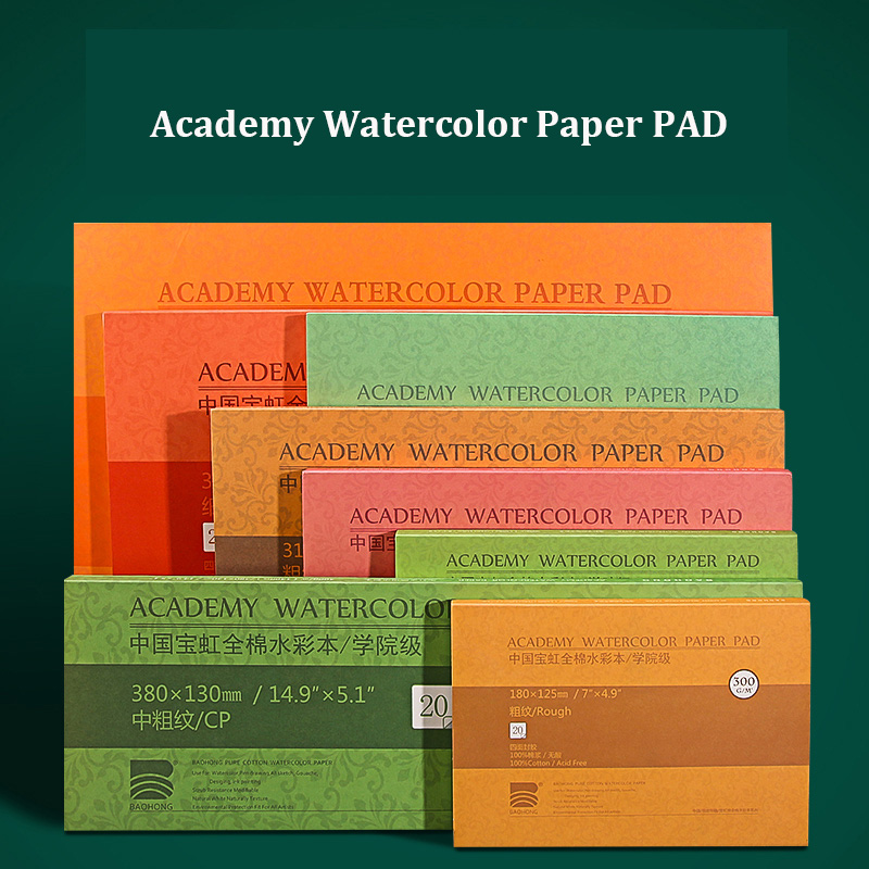 Baohong Akademie Aquarellbuch, 100 % Baumwolle, Skizzenbuch, 300 g Zeichenpapier, 32K, 16K, 8K, Papel Para Acuarela, Mal- und Kunstbedarf