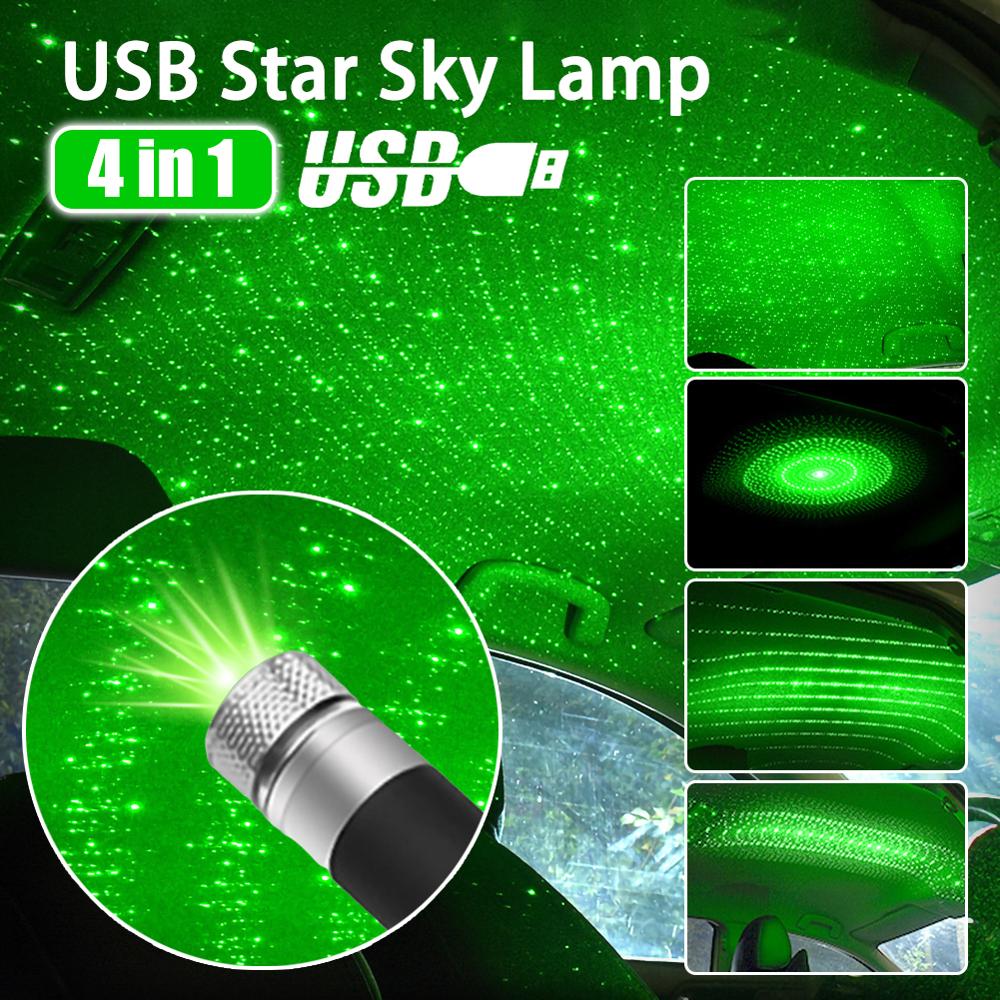 Usb Auto Dak Sfeer Star Sky Lamp Ambient Star Projector Paars Nachtlampje Verstelbare Meerdere Lichteffecten 35DC19