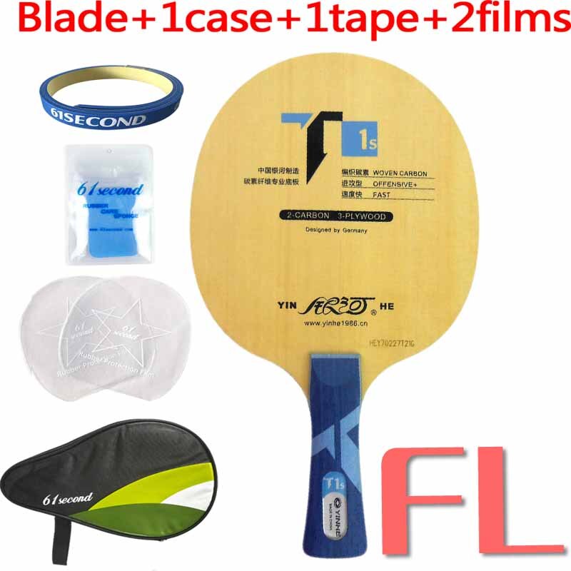 Originele Galaxy Yinhe T1s (GEWEVEN CARBON, T-1 Upgrade) Tafeltennis/PingPong Racket: FL with HM case