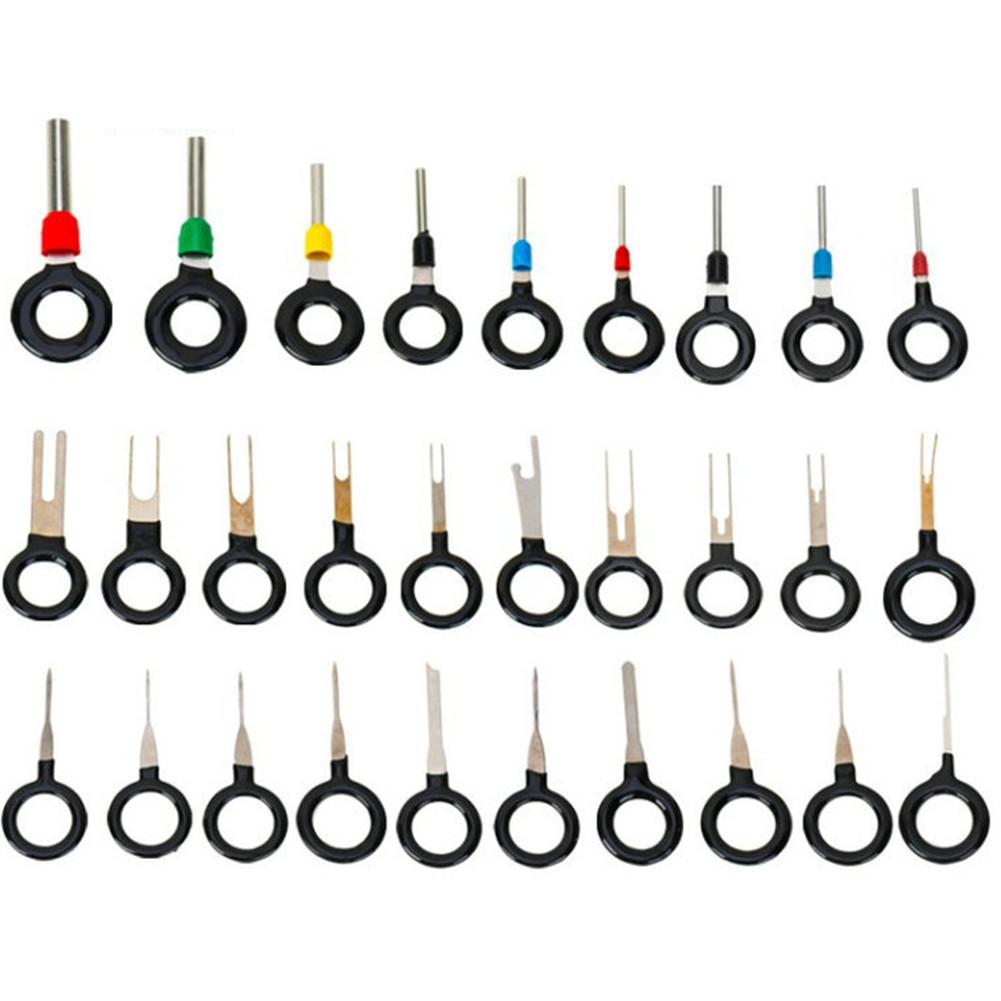 Extractor de terminales de acero inoxidable para coche, herramienta de extracción de cables, Conector de crimpado, Extractor de broche, Terminal 301, herramienta de extracción de 0,8-6,2mm, 29 Uds.
