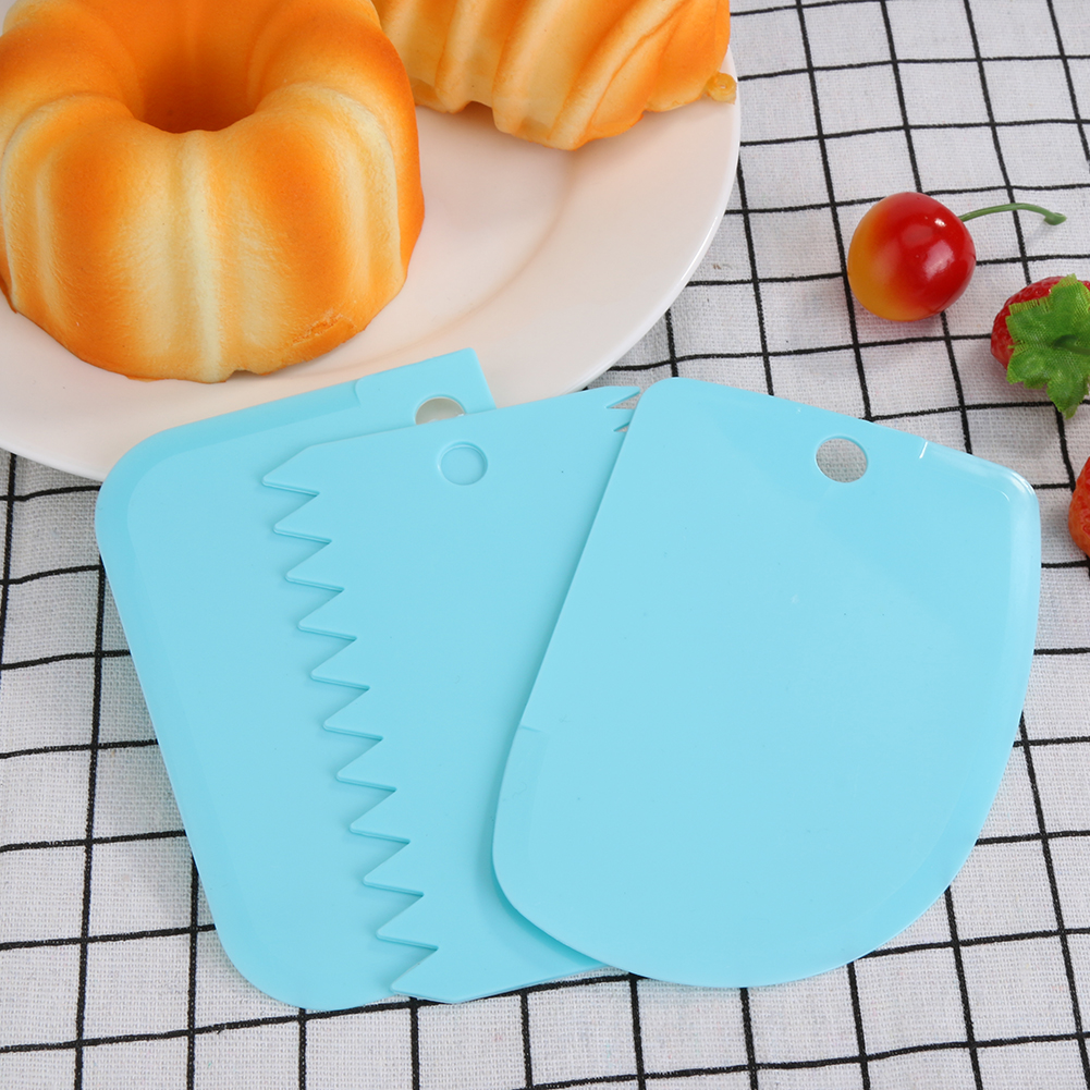 Juego de Herramientas de panadería, rebanador de pan y masa, espátulas de plástico para glaseado, Fondant, utensilios para hornear pasteles, 3 unids/set