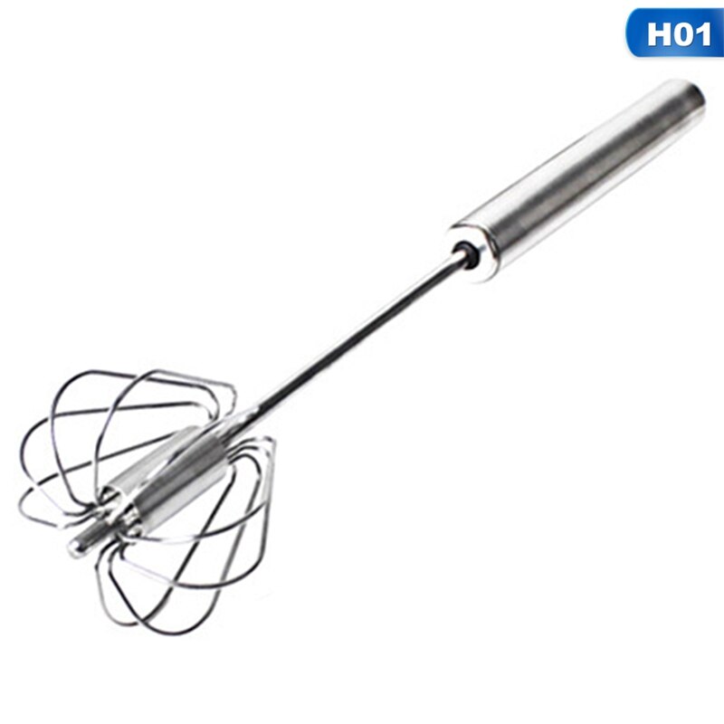 Semi-automatic Egg Beater 304 Stainless Steel Egg Whisk Manual Hand Mixer Self Turning Egg Stirrer Kitchen Accessories Egg Tools: HG47524H01 10 inch