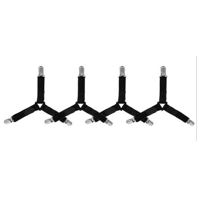 Drap de lit élastique avec pinces, attache à ceinture, pour canapé, tapis antidérapant, porte-couvertures, Textiles de maison, Gadgets d&#39;organisation, 4 pièces/ensemble: adjustable black