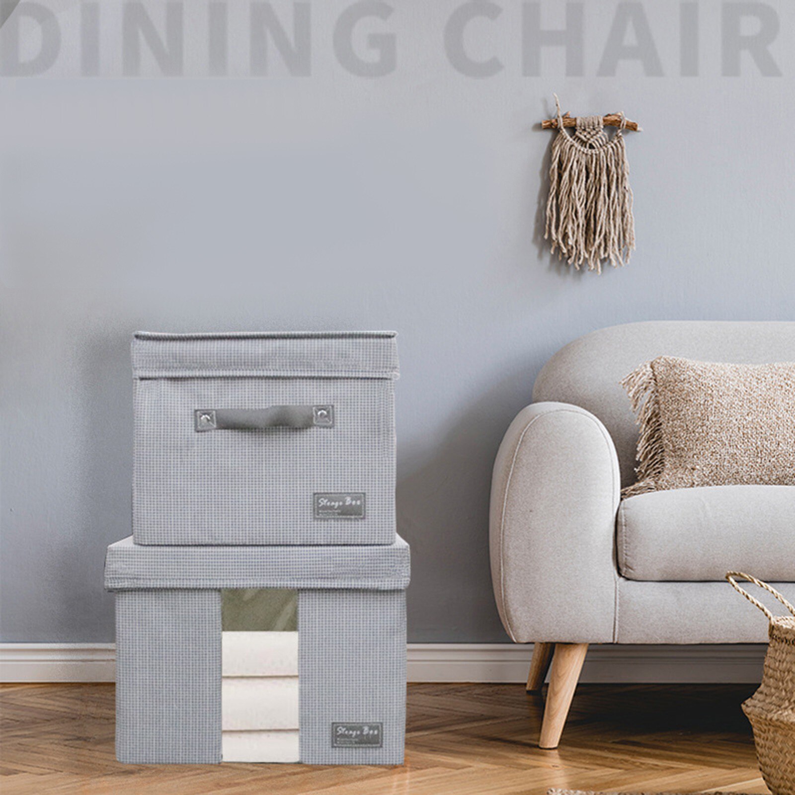 F# Foldable Storage Box Large-capacity Rectangular Organization Linen Fabric Boxes For Storage Clothes Organizador Zippe Box