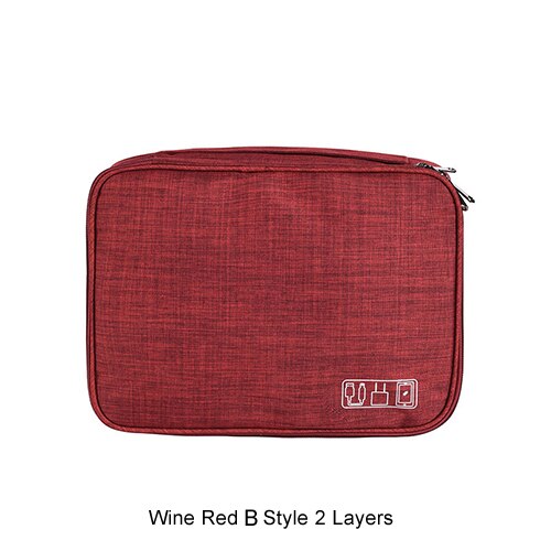 Charger Wire Electronic Organizer Travel Cable Wire Digital Bag Women Wardrobe Suitcase Luggage Gear Organizer Pouch Accessories: B Style Wine Red