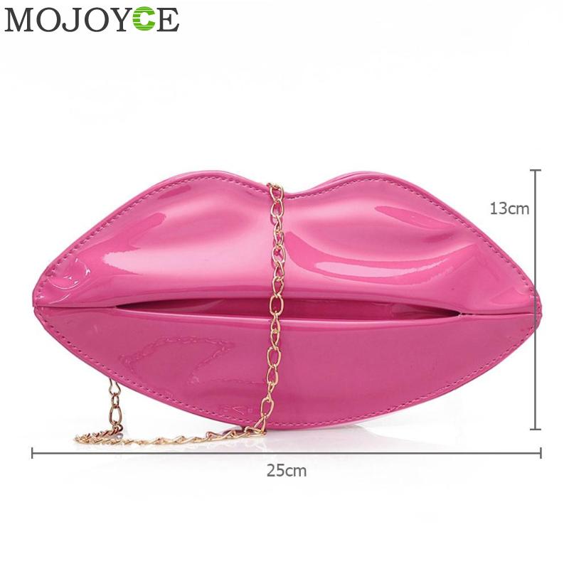 Frauen Rot Lippen Kupplung Tasche Damen Pu Leder Kette Schulter Tasche Bolsa Abend Tasche Lippen Form Geldbörse