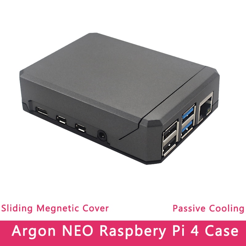 for Argon NEO for Raspberry Pi 4 Case Aluminum Metal Shell Sliding netic Cover Passive Cooling Silicon Heat Sink