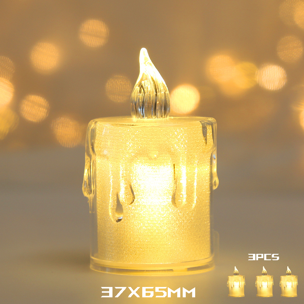 3 STKS Elektronische Kaars Verjaardagsfeestje Viering Romantische Sfeer Decoratie LED Kerst Thanksgiving Mini Nachtlampje: Cold White
