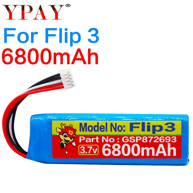Batteri til jbl flip 3 & 4 player flip 3 flip 4 li polymer genopladelig akkumulatorpakke udskiftning 3.7v 6800 mah gsp 872693 & 01