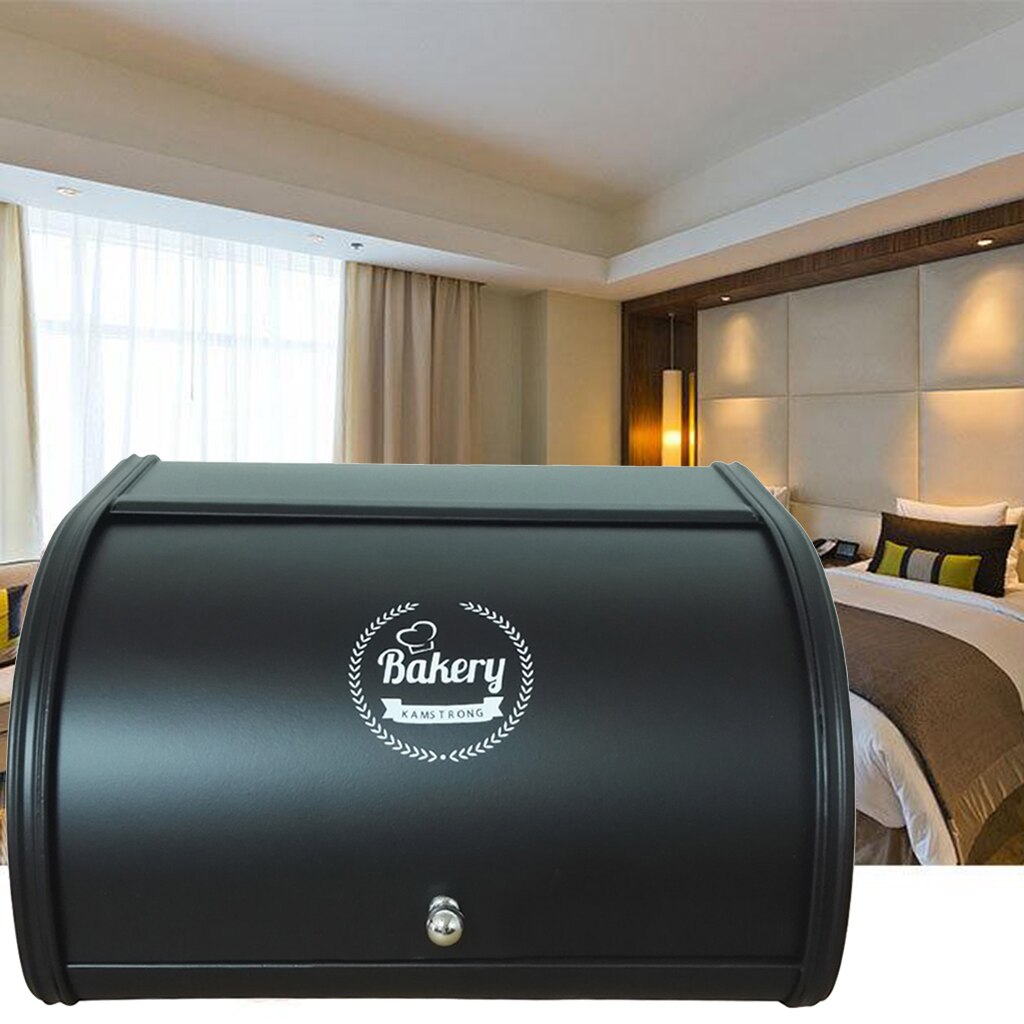 Black Metal Various Shapes Baking Bread Box Bread Bin Storage Box Container Roll Top Lid Durable for Bread Fermentation Rattan