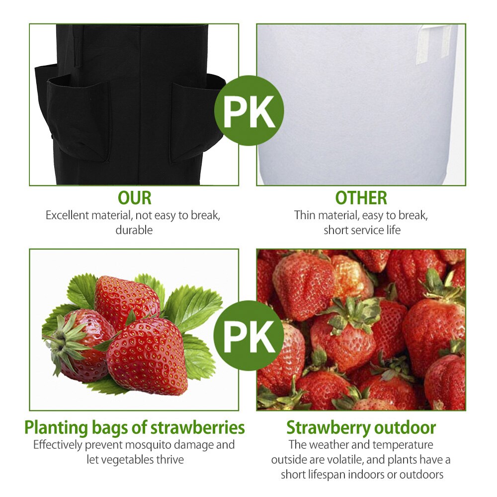 Strawberry Planting Growing Bag 10 Gallons Multi-mouth Container Bags Grow Planter Pouch Root Bonsai Plant Pot Garden Supplies