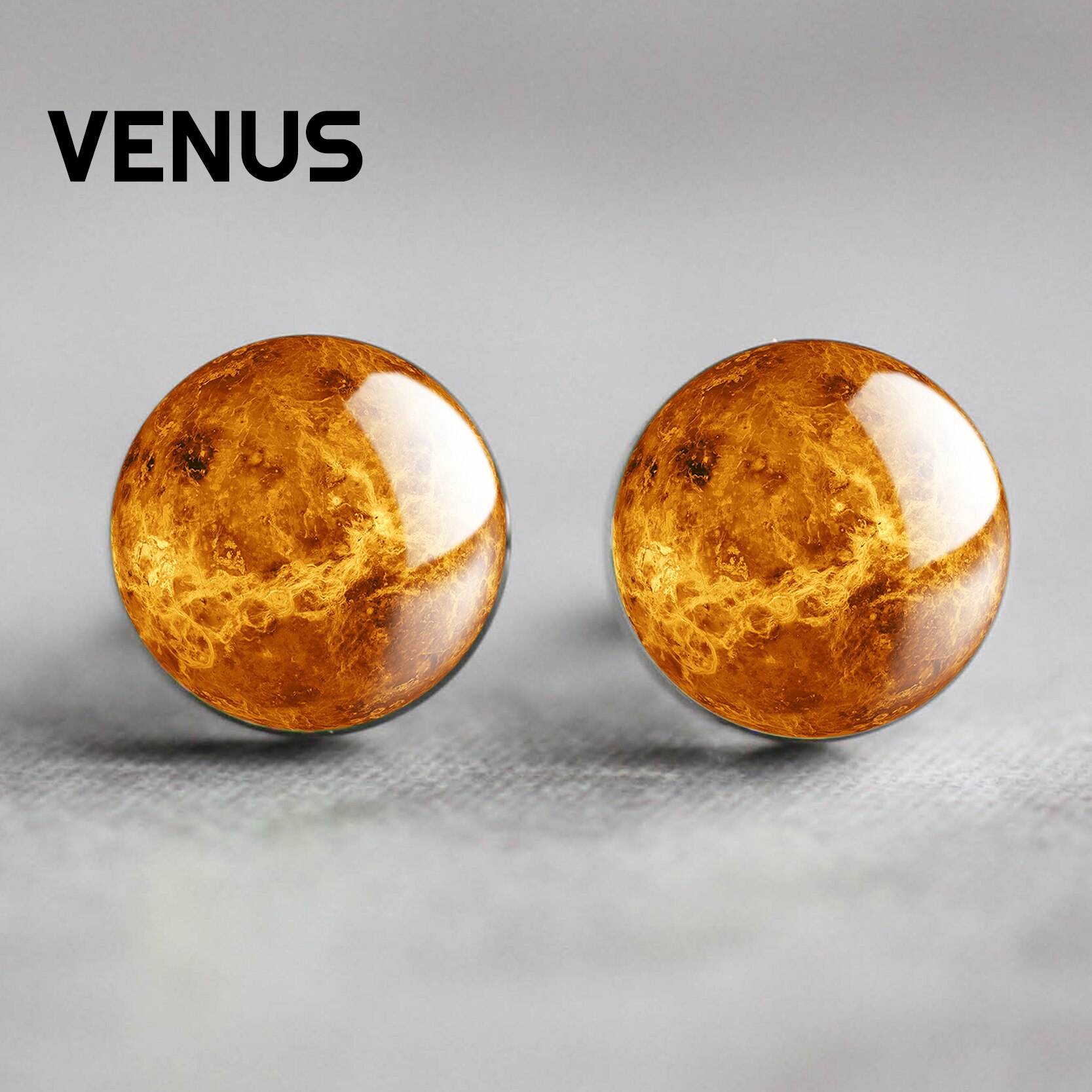 Moon Solar System Planet for Men Wedding Cufflinks Galaxy Nebula Earth Sun Jupiter Jewelry Suit Shirt Cuff Links: VENUS