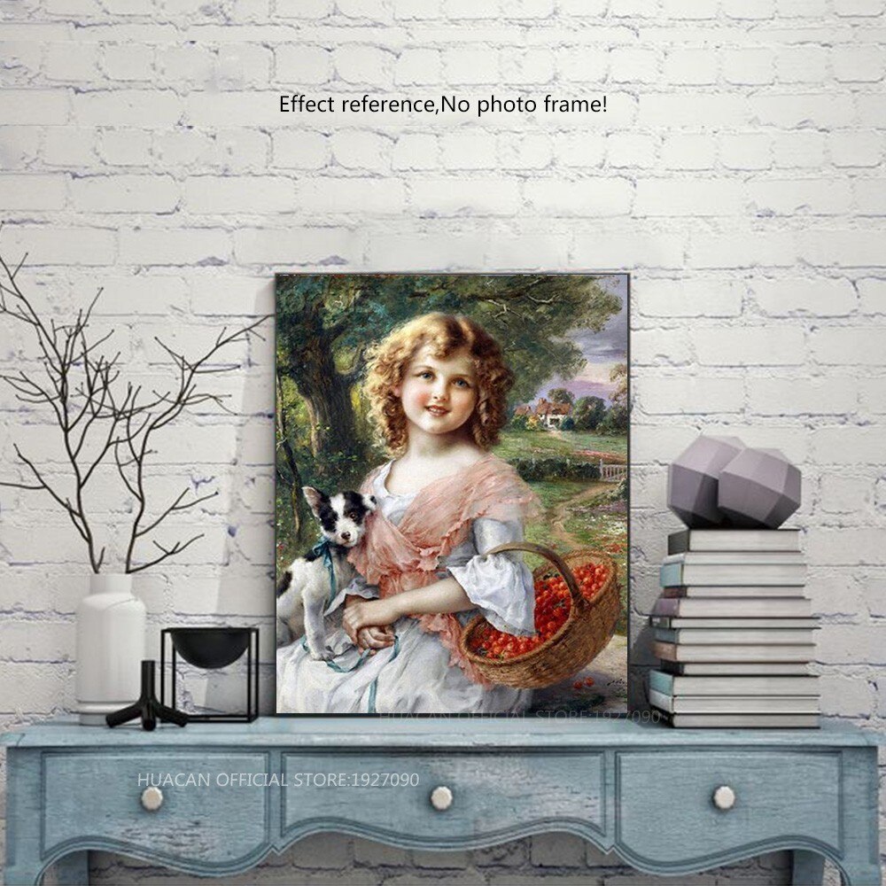 HUACAN Diamond Painting Portrait"Girl"Full Round Diamond Embroidery Mosaic Diamond Painting Cross Stitch