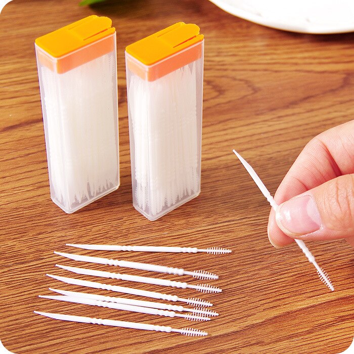 Revitalization of the double plastic toothpick portable with toothpicks teeth cleaning brush teeth clean 120 only