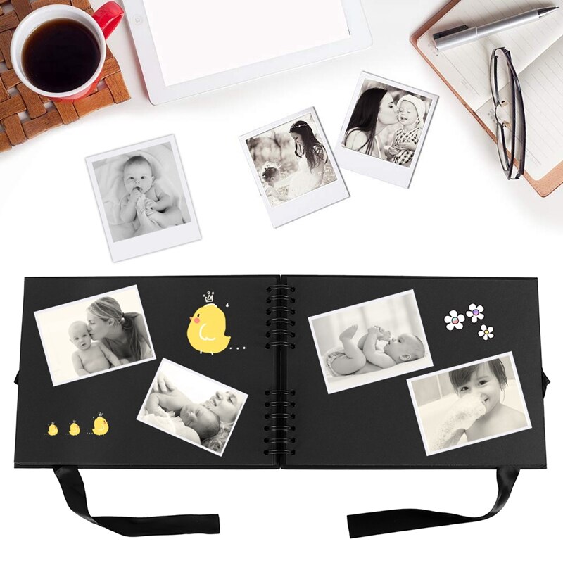 80 sidor fotoalbum klippbok för fotoalbum papper diy scrapbooking bröllop fotoalbum årsdag svart