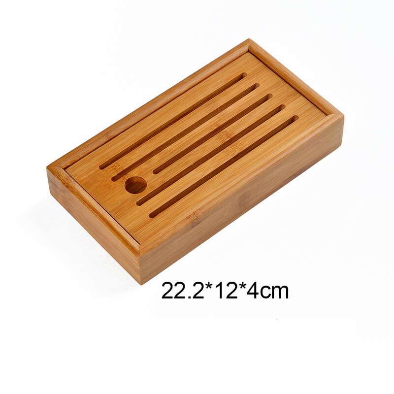 Kung Fu Tea Set Natural Bamboo Tea Tray Rectangular Traditional Puer Wooden Tea Tray Chahai Tea Table: see chart-D