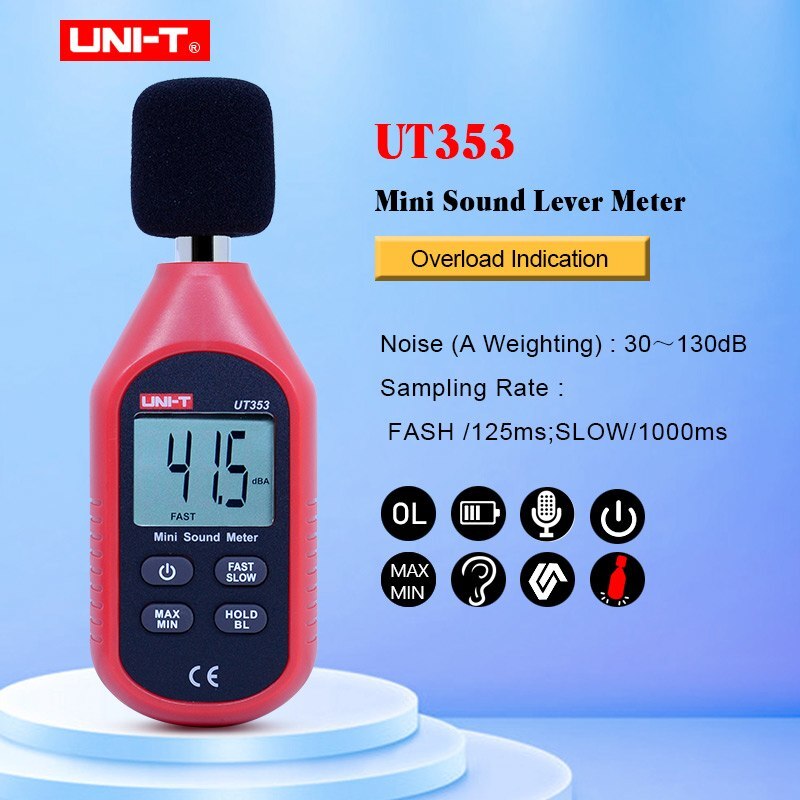 Uni-t  ut333 mini digital termohygrometer  ut353 mini lydmåler  ut363 mini vindmåler  ut383 illuminometer mini lysmåler: Ut353