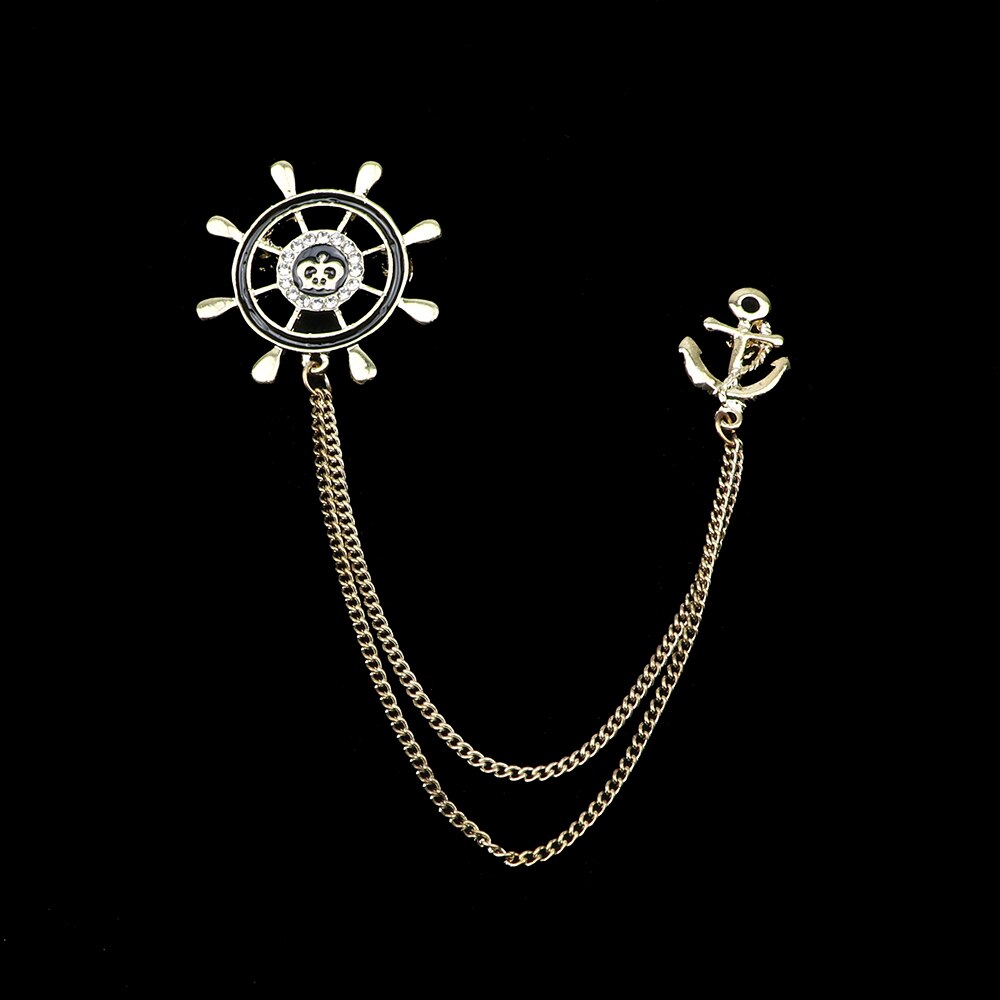 Hombre broche Cruz traje borla cadena Pin de solapa para traje broche para Cuello de camisa placa Retro Pines de baile para de boda corbata Accesorios: 12