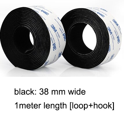 1Meter/Pairs Strong Self adhesive Hook and Loop Fastener Tape nylon sticker Hook adhesive with Glue for DIY 20/25/30/38/50mm: 38mm black 1meter