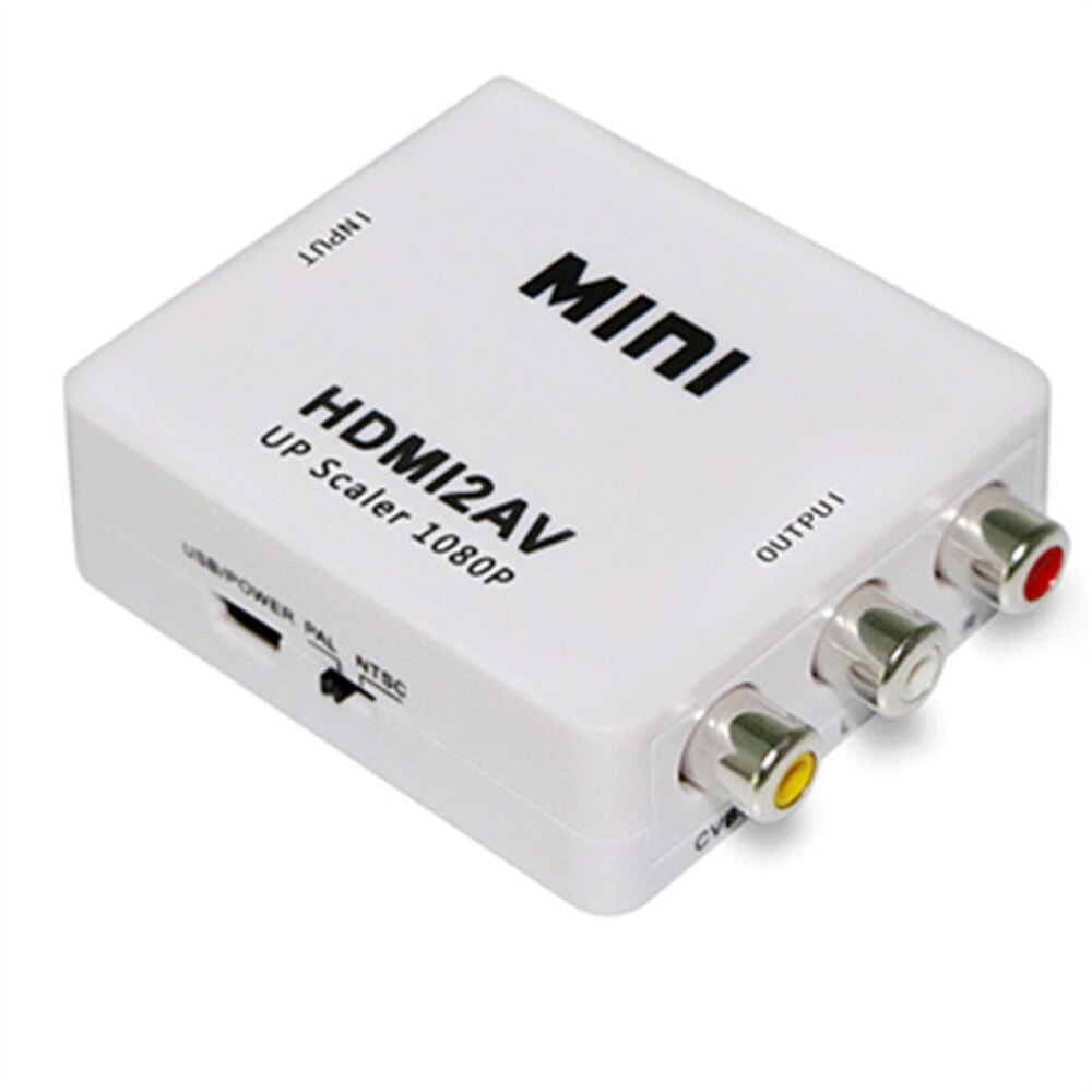 1080P Mini Video Converter Rca Av Naar Vga Video Converter Conversor Met 3.5Mm Audio AV2VGA/Cvbs + audio Naar Pc Hdtv Converter: White
