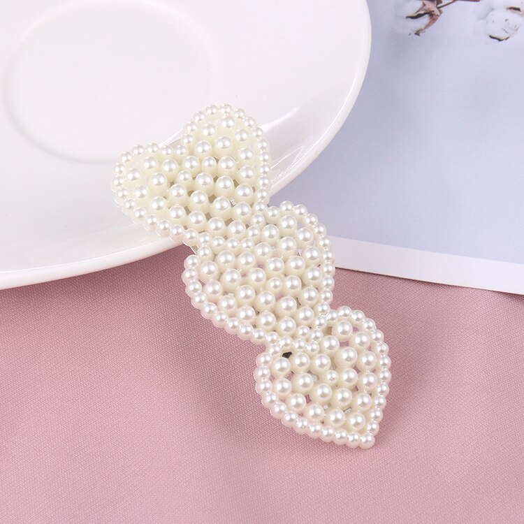 Clip de perla para el cabello para mujer, pasador de pelo con forma de corazón, horquilla de ajuste, , Accesorios para peinados,: 3 love