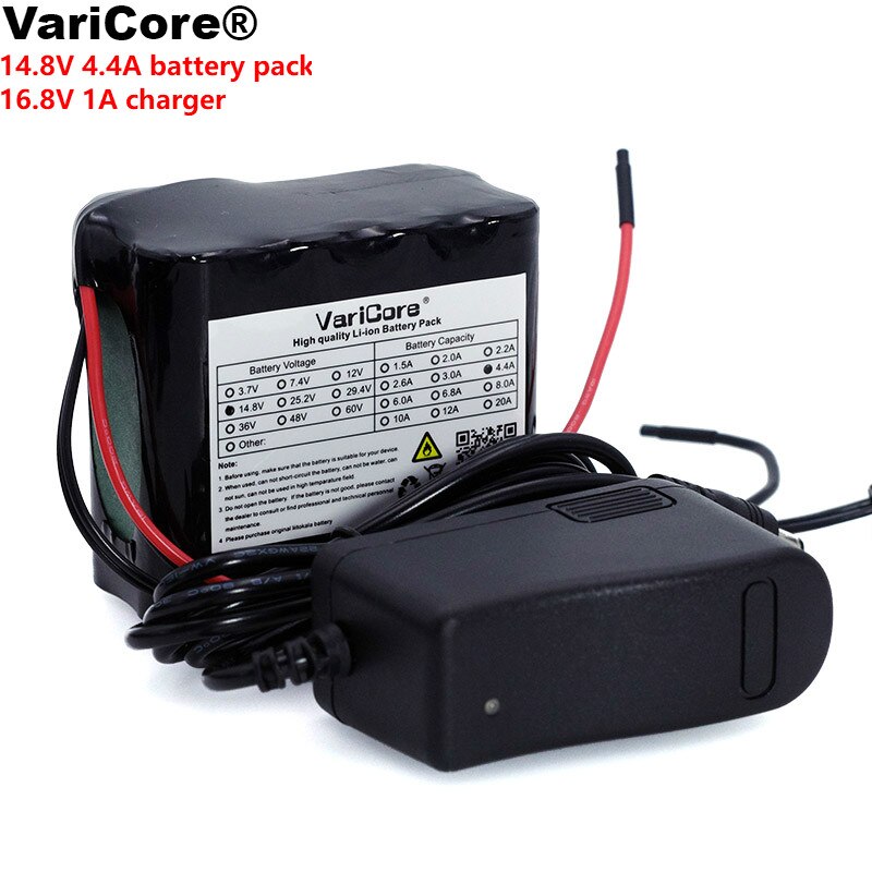 Varicore 14.8V 4400 Mah 18650 Li-Iom Batterij Nacht Vissen Lamp Heater Mijnwerkerslamp Versterker Batterij met Bms + 16.8V Lader