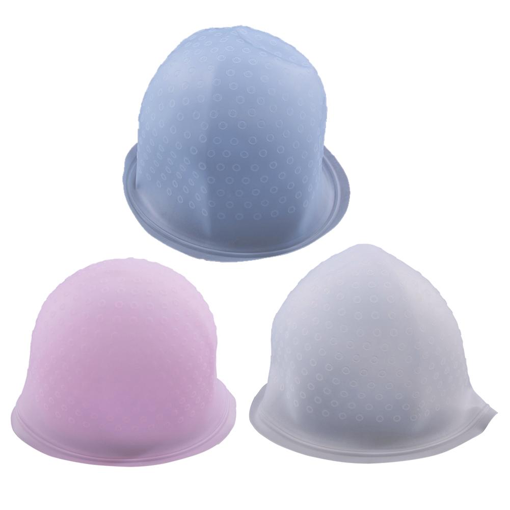 Silicone Reusable Hair Colouring Highlighting Dye Cap Frosting Tipping with needle Transparent Hair Dyeing Cap Tool
