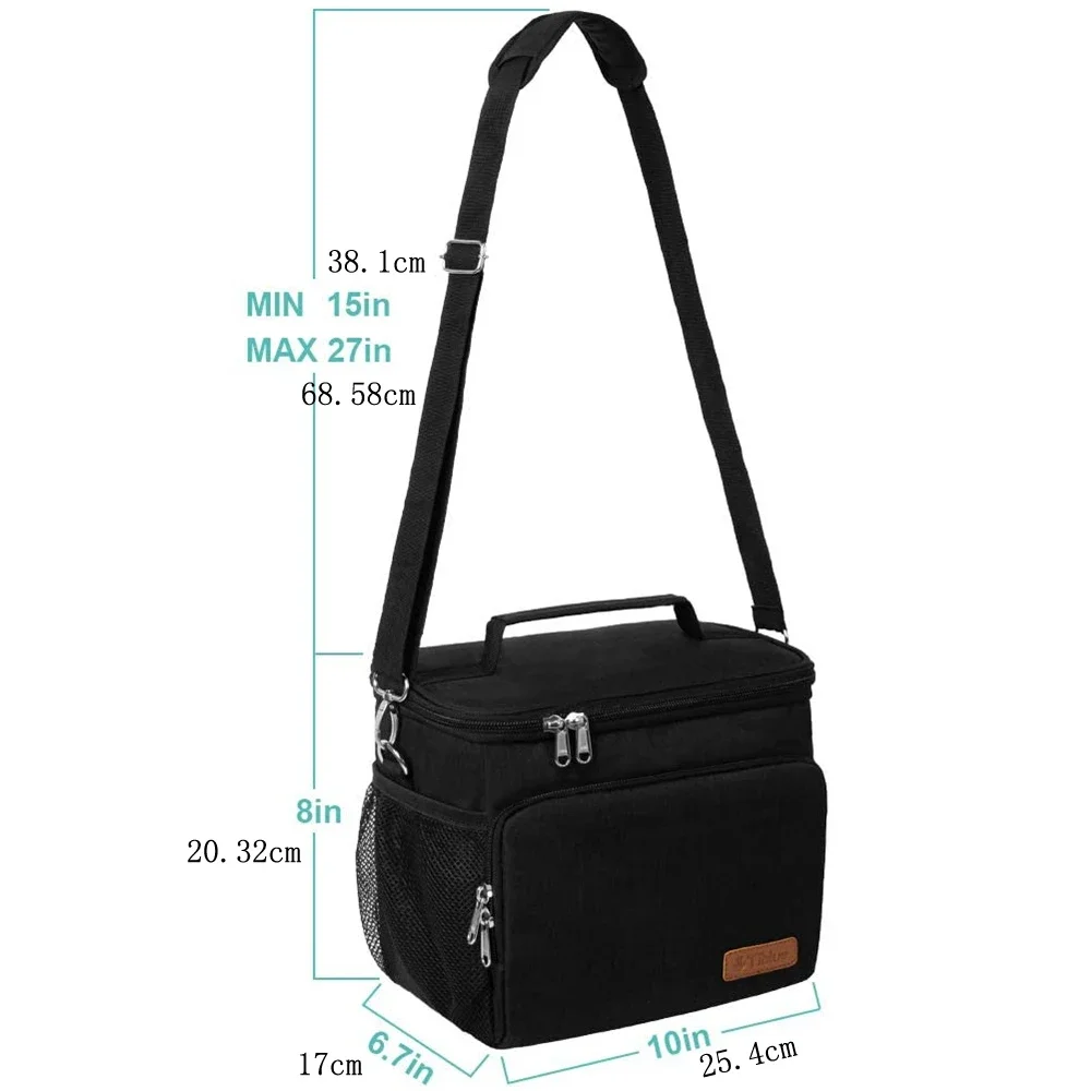 Multifunctional Double Layers Tote Cooler Lunch Bags for Women Men Large Capacity Travel Picnic Lunch Box with Shoulder Strap
