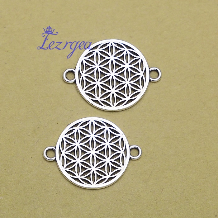 20pcs/lot--26x20mm Flower Chams Antique Silver Plated Life Of Flower Connector Charms DIY Supplies Jewelry Accessories