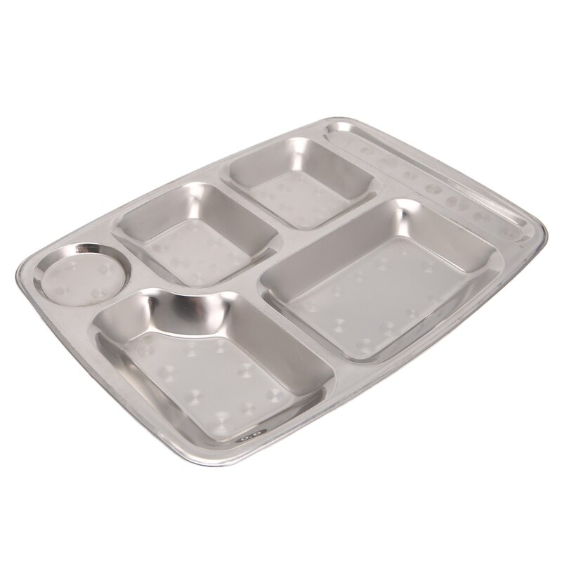 Stainless Steel Divided Dinner Tray Lunch Container Food Plate 4/5/6 Section L4MB