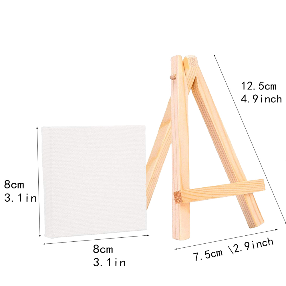 1 st konstnärer 5 tums mini staffli  +3 tum  x3 tums mini duk set måla hantverk diy ritning litet bordsstafli