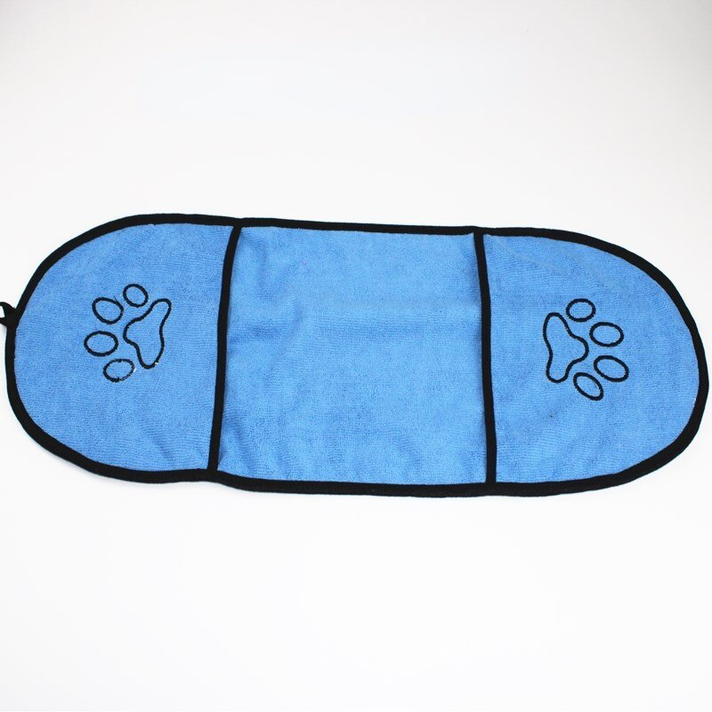 Pet Dog Bath Towel Double Sided Absorbent Fiber Gloves Cat Hygiene Supplies Pocket Soft Lightweight Plush Cleaning Towel: Blue