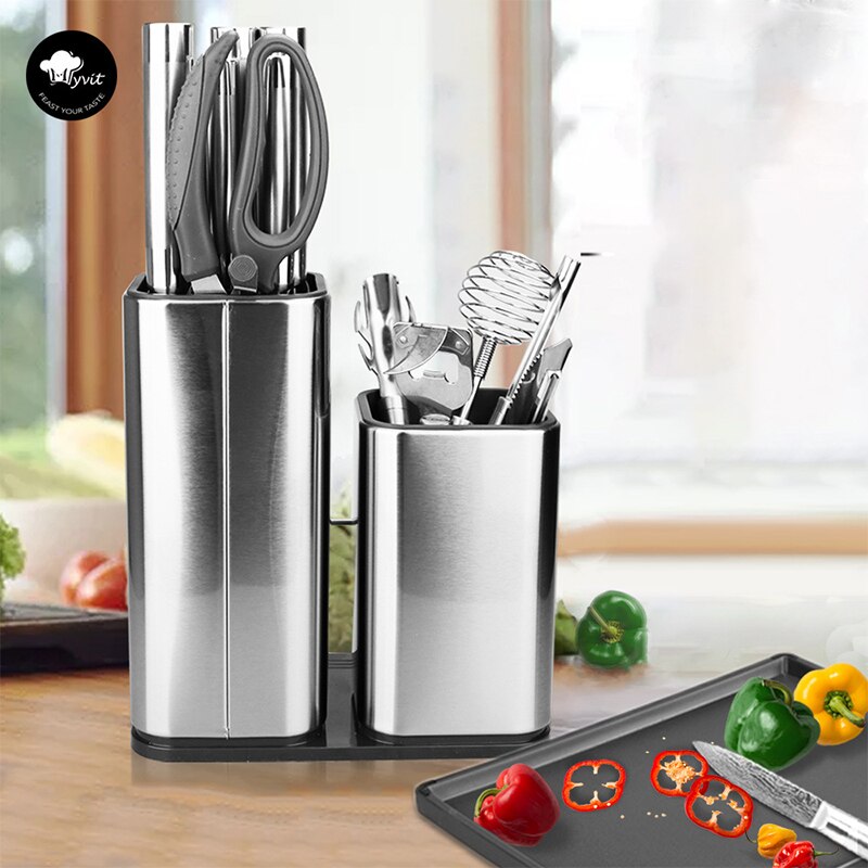 Stainless steel storage knife holder drainable knife rack size kitchen knife knife holder kitchen supplies storage bucket