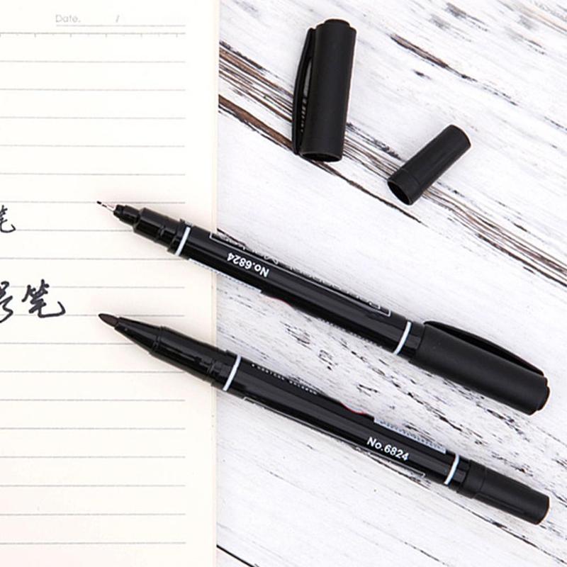 Twin Tip Permanent Markers, Fine Point, ( Black, Blue, Ink, 0.5mm-1mm ) Office Red Stationery Supplies Highlighter U3O9