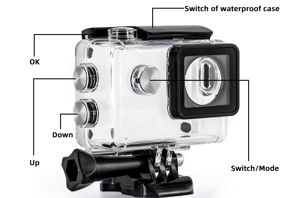 Para Eken H9 Sj4000 Gopro 7 6 5 4K, cámara deportiva de acción para buceo, funda carcasa impermeable, Kit de accesorios protectores de caja