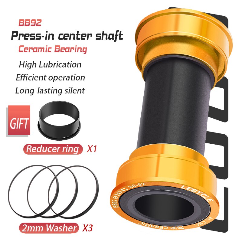 Lebycle Bottom Bracket Compatible With MTB Bike Road Bicycle Shimano Prowheel SRAM GXP BB92: Yellow