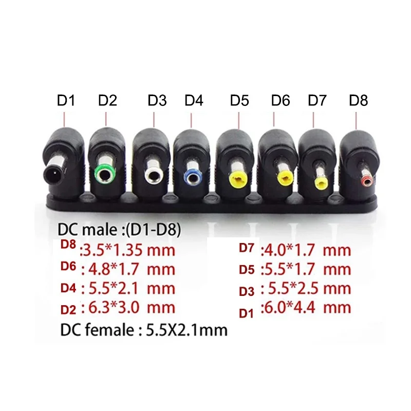 8/10/23PCS DC Power Adapter Connector Kit Male To Female 5.5x2.1mm Universal Jack Socket DC To Mirco USB Type C Plug Connector