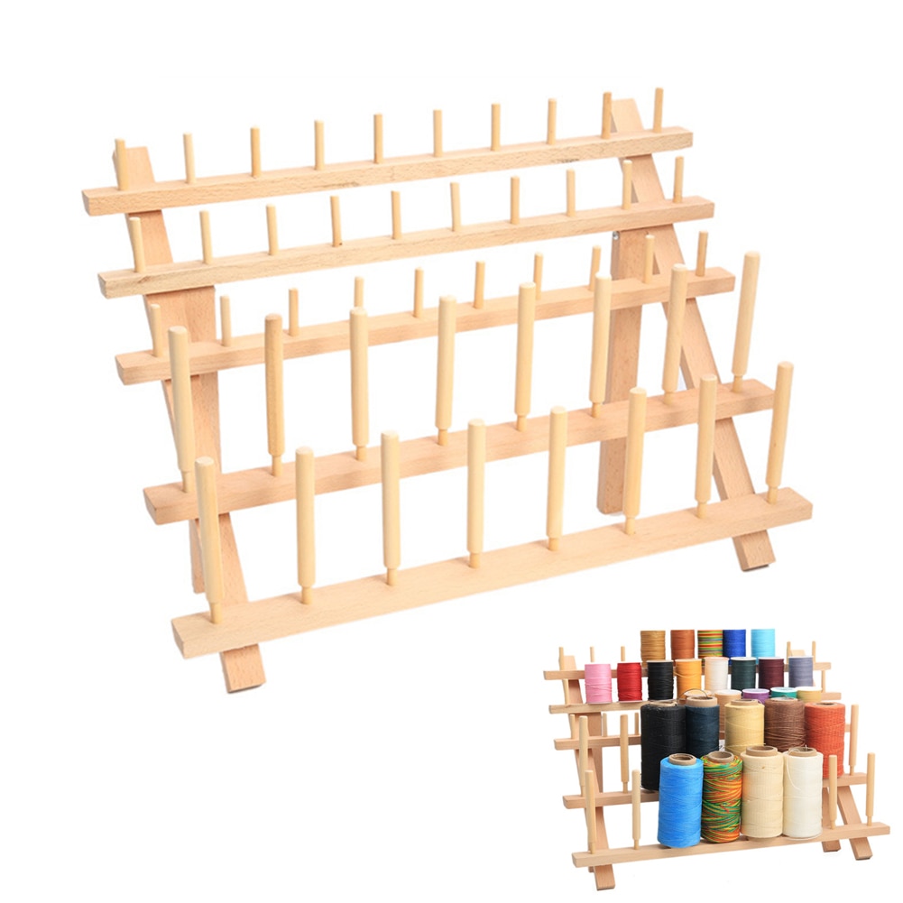 46/60 Spools Folding Wooden Thread Stand Holder Cones Stand Shelf Sewing Embroidery Storage Organizer rack
