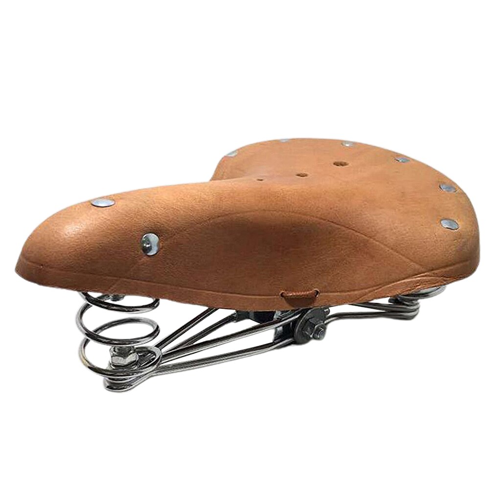 Sillín de bicicleta clásico Retro de estilo Vintage, asiento de bicicleta de montaña, asiento de bicicleta de carretera, asiento de bicicleta de señora, cómodo asiento de cuero de vaca: Brown With Rope